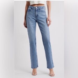 Good American Rhinestone Good Icon Straight Leg Jeans